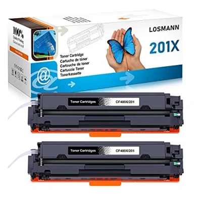 Bild av LOSMANN 2x Svart toner kompatibla med HP CF400X 201X CF400A 201A för Color LaserJet Pro M252dn M252dw M252n M270 serien M274dn MFP M277c6 M277dw M277n