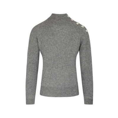 Bild av Morgan Longsleeved WITH Buttons Stickad tröja, Storlek: Medium, Gris anthracite