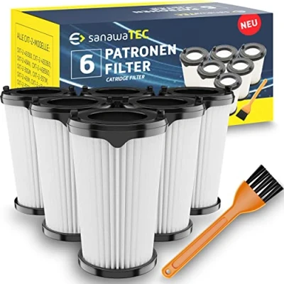 Bild av SANAWATEC 6 x filter som ersättning för AEG CX7 2 Ergorapido dammsugarmodeller AEF150, dammsugare med batteri och QX8 HEPA 1 rengöringsborste,