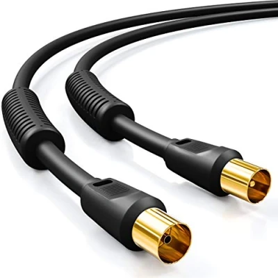 Bild av deleyCON 3m TV Antennkabel Koaxialkabel HDTV 4 Faldig Skärmning 2x Ferritkärna Mantelströmfilter DVB T T2 Radio DAB Svart
