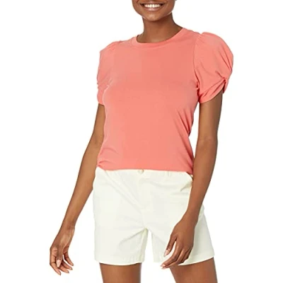 Bild av Amazon Essentials dam klassisk passform tvinnad ärm rund hals t shirt, korallrosa, Large