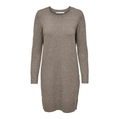 Bild av ONLY Onlrica LIFE L/S Oneck Stickad klänning, Storlek: Medium, Brownie melange