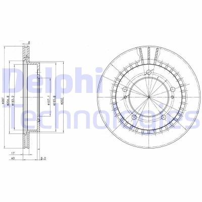 Bild av DELPHI BG3158 Disque de frein 287 17 5 ventilé huilé non traité sans roulement roue, bague ABS SUZUKI: Jimny SUV, Grand Vitara 1 SUV
