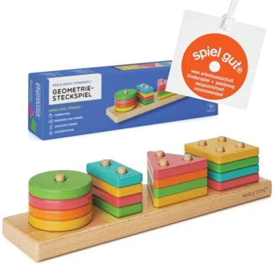 Bild av Merle Toys Första geometriska leken från 18 månader, 2 år, formsorteringslek av trä, Montessori leksak, barnleksak, träleksak, motorikleksak, pedagogisk leksak