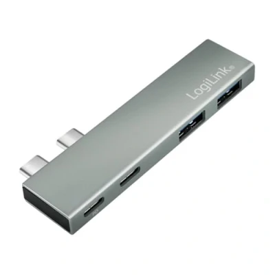 Bild av LogiLink USB 3.2 (Gen2x2) multifunktionell hubb med 4 portar, PD 3.0 (PowerDelivery 100W), färg: silver