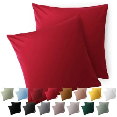 Bild av Blumtal Örngott 40x40 cm set med 2 Örngott, Aurora Red, av mjuk Mikrofiber tvättbart Oeko TEX certifierat för kuddar