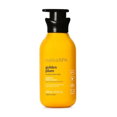 Bild av O Native Boticaio SPA gyllene plommon parfymerad kroppskräm fuktgivande kroppslotion ger näring djupt strålande hud naturlig vegansk kollagenproduktion 400 ml
