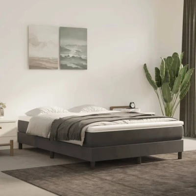 Bild av vidaXL Ramsäng mörkgrå 140x200 cm sammet, dubbelsäng, säng, säng ram, dubbelsängar, sängar, ramar, resårmadrass, resårmadrasser