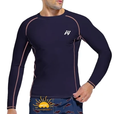 Bild av MEETWEE Rash Guard Vest män långärmad/kortärmad UV skydd T shirt toppar UPF 50 snabbtorkande för simning surfing vattensport