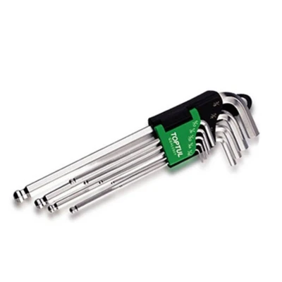 Bild av TOPTUL GBAL0901 Ensemble de tournevis coudés 1/16, 1/4, 1/8, 3/16, 3/32, 3/8, 5/16, 5/32, 5/64 Acier chrome vanadium 9