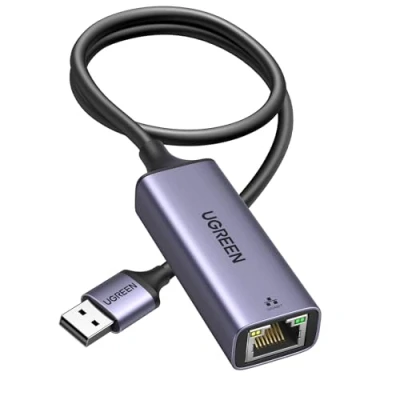 Bild av UGREEN USB 3.0 RJ45 Ethernet Adapter 1000 Mbps Kompatibel med Mac OS Windows 11 Linux Laptop Desktop Switch MiBox etc（Grå,50cm）