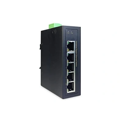 Bild av DIGITUS Nätverksswitch 8 portars Fast Ethernet DIN skenmontage Terminalblock Fläktlös Svart/Blå