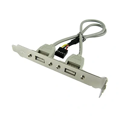 Bild av Bolwins M30S USB 2.0 moderkortsadapter 9 stifts till typ A slotplåtkabel, 30 cm, 2 x uttag, förlängningsadapter för PC, enkel förlängning av portar