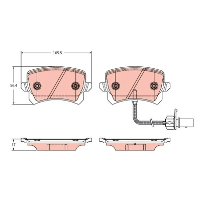 Bild av TRW GDB2389 Jeu de plaquettes frein contact signal d&#039;usure inclus AUDI: Q3