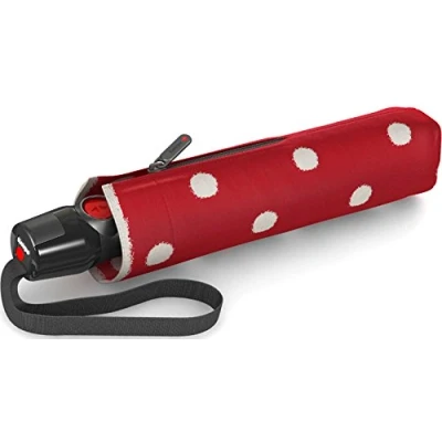 Bild av KNIRPS T.200 Medium Duomatic Fällbart paraply, 28 cm, Röd (prickig konst röd), paraply