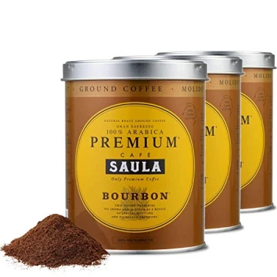 Bild av Premium Saula Målat kaffe, Pack 3 kaburkar om 250 gr. BOURBON 100% Arabica