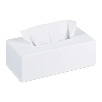 Bild av Relaxdays Bambu näsdukslåda med glidande botten, för näsdukar, H x B D: 7,5 24 12 cm, vit 10023252