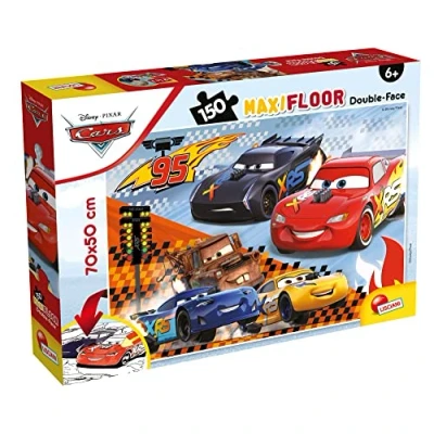Bild av LISCIANI Disney Puzzle DF Maxi Floor 150 Cars Dubbelsidigt pussel bitar Maxiformat 70 x 50 cm Tecknade scener Inlärningsspel För barn från 6 år Tillverkad i Italien