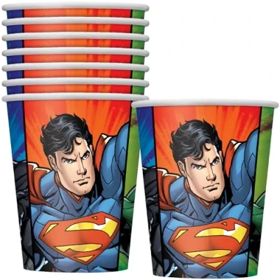 Bild av Unique Party 14400 2,7 dl Justice League pappersmuggar, paket med 8