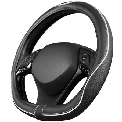 Bild av Upgrade4cars D form rattskydd i vitt universellt för sommar och vinter biltillbehör inomhusdekoration