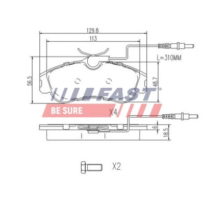 Bild av FAST FT29517 Jeu de plaquettes frein Essieu avant avec palpeur d&#039;usure intégré PEUGEOT: 306 3/5 portes, Partner I Combispace, Van