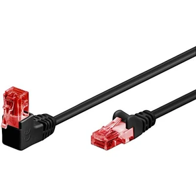 Bild av Goobay 51525 CAT 6 patchkabel, 90 graders kontakt, nätverkskabel, Ethernet, Playstation, Xbox, LAN kabel, DSL, U/UTP, RJ45 vit, 5 meter