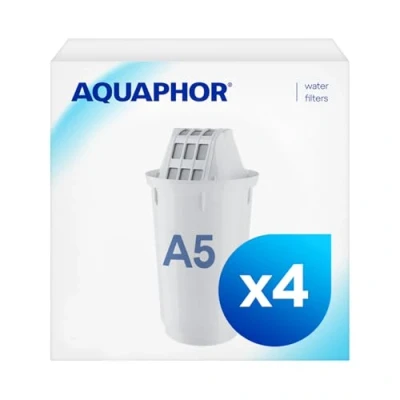 Bild av AQUAPHOR Filterpatron A5 Pack 3+1 I Filtrerar kalk och klor samt tungmetaller andra ämnen 350 l klart vatten Med AquALEN Technology För bättre mat &amp; dryck Skonsam köksutrustning
