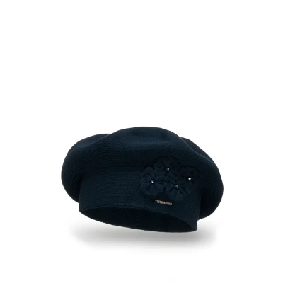 Bild av VIVISENCE Dambasker elegant vintermössa, varm och mysig huvudbonad på vintern hösten, varm, tjock stickad mössa, klassisk mössa för kvinnor, tillverkad i EU, Mörkblå, one size