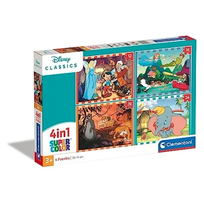 Bild av Clementoni 21523 Supercolor Pussel 4 in 1 Disney Classics 72 Bitar, 3 5 år, För Barn