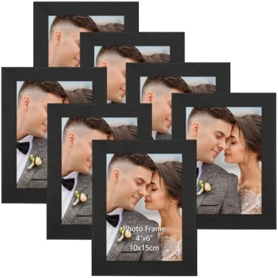 Bild av Fotoram 6 x 4 7 pack, svart bildramar set för vägg bordsskiva horisontell eller vertikal display