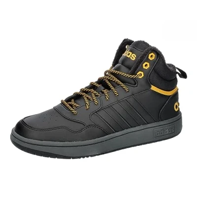 Bild av adidas Mäns ringar 3.0 Mid Lifestyle basket klassiskt pälsfoder vinterskor icke fotboll, svart kärna förvirrad gul, 39 1/3 EU