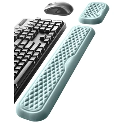 Bild av Vaydeer handledsstöd för tangentbord och mus, ergonomiskt dator, mjuk minnesskumkudde skrivbord, handflata, bärbar grej (grå)