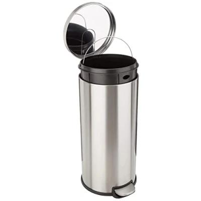 Bild av Amazon Basics Rund cylindrisk soptunna med mjukstängning, 30 liter, borstat rostfritt stål