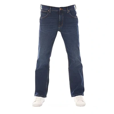 Bild av Wrangler Herrjeans, bootcut, Jacksville byxor, jeansbyxor för män, av bomullsdenim, stretch, svart, blå, W30/W31/W32/W33/W34/W36/W38/W40/W42/W44, 31W / 32L