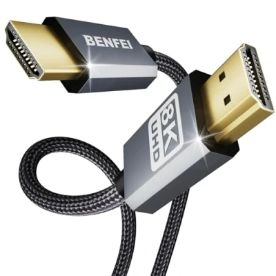Bild av BENFEI 8K HDMI kabel 2.1 48 Gbps 3M, ultrahög HDMI® certifierad 8K@60Hz 4K kablar @ 240Hz/165Hz/144Hz/120Hz HDR10+ ARC eARC HDCP2.3 Dolby Vision VRR kompatibel med TV/PS5/PS4/Xbox Serie X
