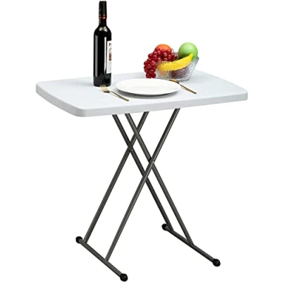 Bild av HollyHOME Fällbart Bord Campingbord Kök 76 cm, Höjdjusterbar Picknickbord med Handtag för Trädgård Grill Catering Fest, Utomhus Inomhus