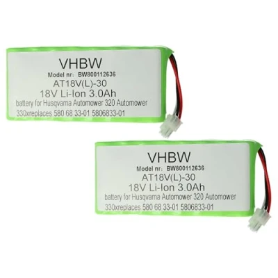 Bild av Vhbw 2 x batterier kompatibla med Husqvarna Automower 320, 330X, 420, 430, 430X, 440, 450X, 520 robotgräsklippare Li Ion, 3 000 mAh, 18 V stycken