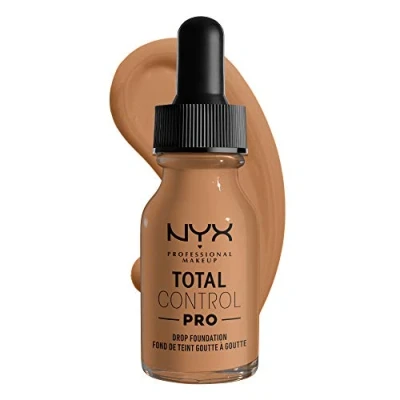 Bild av NYX Professional Makeup Total Control Pro Drop Foundation, flytande make up, individuell och byggbar opacitet, vegansk formel, True to Skin finish, 13 ml, färgton: Gyllene honung