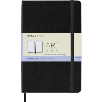 Bild av Moleskine Medium Size 11.5 x 18 cm Art Sketchbook, Sketchbook for Drawings, Paper Suitable Pencils, Pastels, Fountain Pens and Markers, Hard Cover, Colour Black, 88 Pages