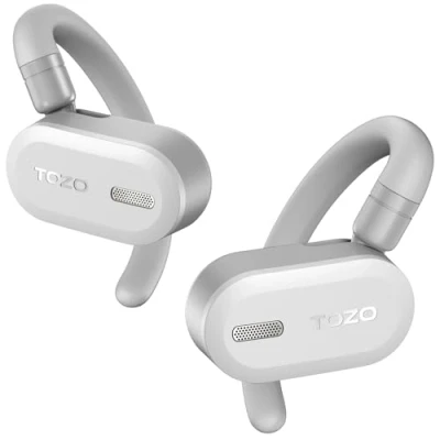 Bild av TOZO O2 True Open Ear trådlösa hörlurar Lättviktiga med flervinkeljustering, Bluetooth 5.3 öronsnäckor Dual Axis design för långvarig komfort, kristallklara samtal bilkörning, Vit