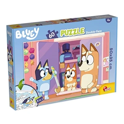 Bild av LISCIANI BLUEY 2 i 1 pussel 60 bitar För barn från 4 år 50x35 cm Dubbelsidigt Tillbaka till färg Utvecklar tänkande och färdigheter Pedagogiskt spel Tillverkad Italien