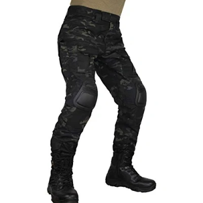 Bild av zuoxiangru Herr Multicam Tactical byxor Flera fickor Military Camo Outdoor Airsoft Combat Jaktbyxor med knäskydd (Aymc, Tag 40)