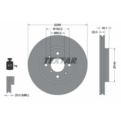 Bild av TEXTAR PRO 92232803 Disque de frein 256 22 04/08 100 ventilé l&#039;intérieur revêtu sans boulon fix roue, moyeu roue SUZUKI: SWIFT 4