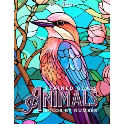 Bild av Stained Glass Animals Color by Number Coloring Book for Adults: 30 Designs Relaxation and Stress Relief