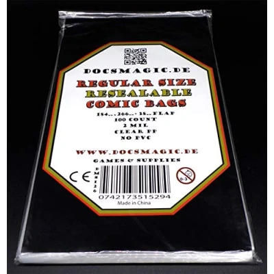 Bild av Docsmagic.de 100 Resealable Regular Size Comic Bags 184 x 266 2 Mil