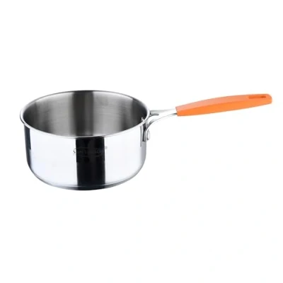 Bild av San Ignacio Compact 16 cm kastrull smidd aluminium Whitford Fusion interiör i polerad svart matt exteriör induktionsfärdig handtag rostfritt stål detalj färg