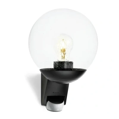 Bild av Steinel vägglampa för utomhusbruk L 585 S svart, 180 rörelsedetektor, max. 10 m räckvidd, klassiskt, handblåst glas