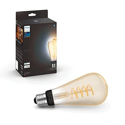 Bild av Philips Hue White Ambiance filament ljuskälla E27, LED 7W, ST72, 550 lumen, Zigbee &amp; BT, 2200 4500 Kelvin, livslängd 15000 timmar, röststyrning via Amazon Alexa, Google Home Assistant och Siri
