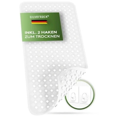 Bild av SilverRack Badkarsmatta 88 x 40 cm (vit utomhus) halkfri matta badkar BPA fri för barn och spädbarn duschmatta, mögelresistent maskintvättbar badmatta