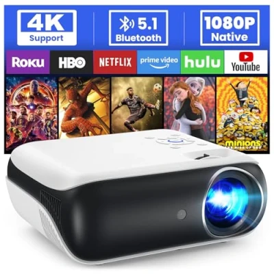 Bild av HOPVISON projektor, Full HD 1080P Bluetooth Projektor med 4K stöd, Bärbar Miniprojektor för Hemmabio, Hemmabruk och Utomhusbruk Kompatibel Smartphone/HDMI/Fire Stick/PS5